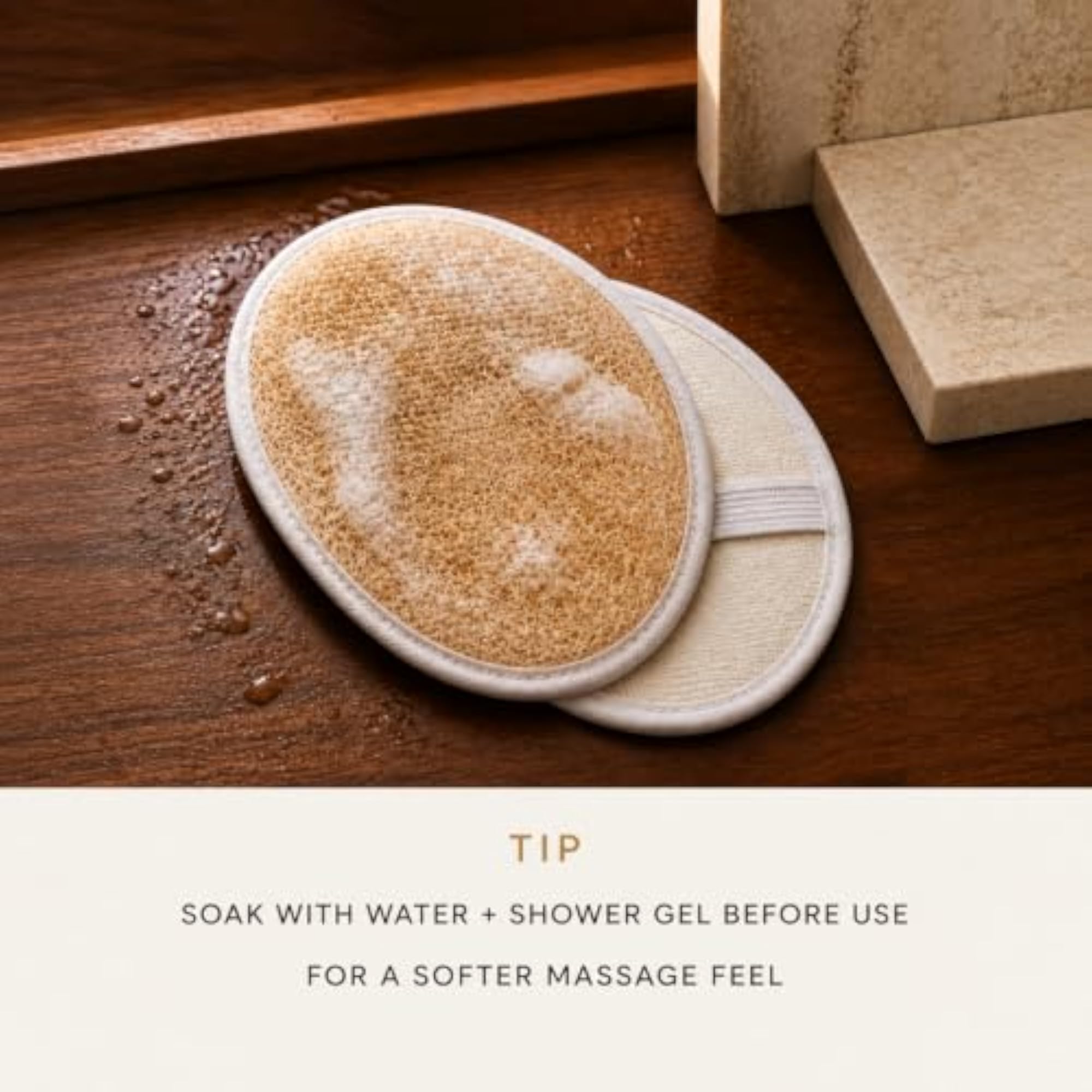 Natural Loofah Exfoliating Body Scrubber Pad With Hand Strap